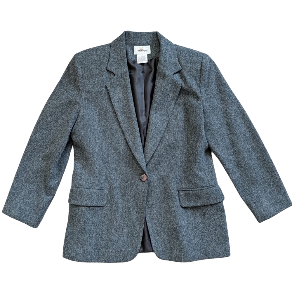 Worthington Charcoal Gray Vintage Wool Blazer Jacket Size 10